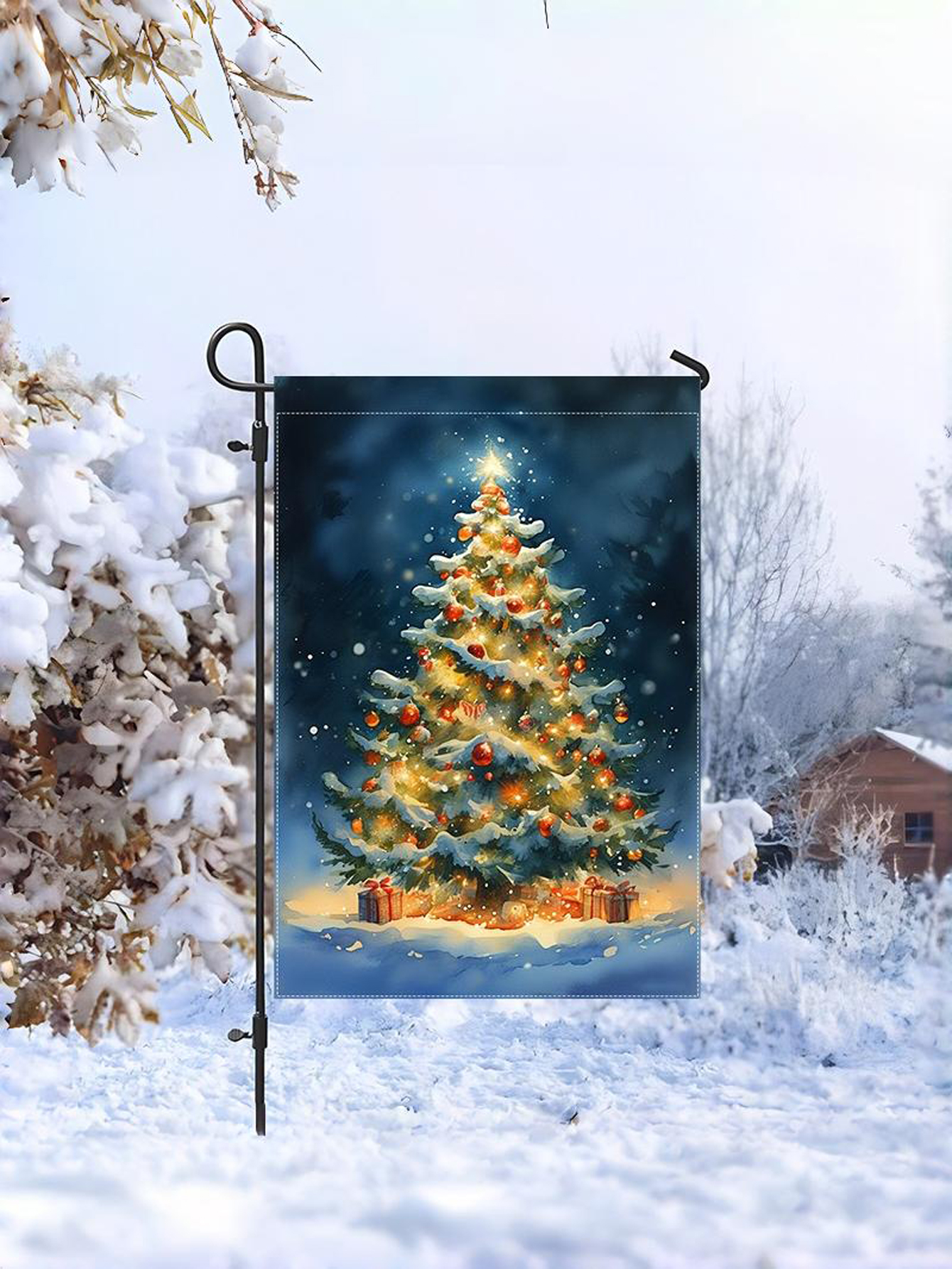 Outdoor Christmas Tree Garden Flag（Not lnclude Flagpole）